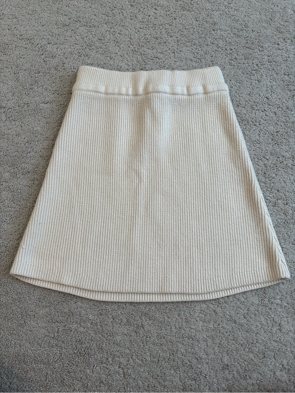 Zara Cream Ribbed A-Line Knit Skirt, Women’s Medium